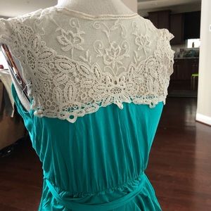 PINKBLUSH TURQUOISE CREAM LACE BACK MATERNITY GOWN